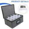 Oxford Fabric Whiskey Glass Storage Container with 12 Compartments and Secure Double Chain Closure for Transit