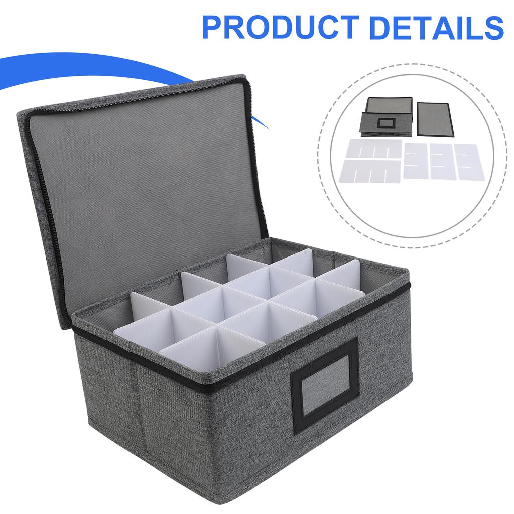 Oxford Fabric Whiskey Glass Storage Container with 12 Compartments and Secure Double Chain Closure for Transit