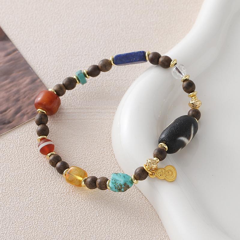 Handmade Natural Incense Beads Vintage Twisted Beads Bracelet Intangible Heritage Ancient Method Fashion Charm Bracelets 18cm