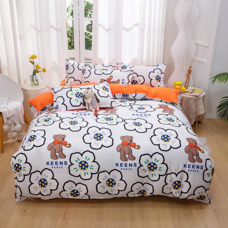 Set de lenjerie de pat nordic simplu din patru piese, cearșaf de pat, set de pilota pentru dormitor Set din trei piese