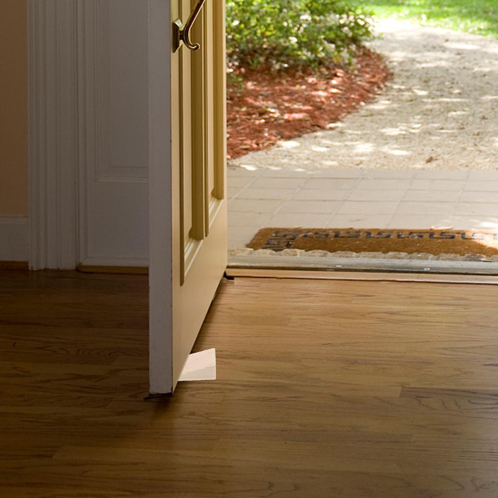 3Pcs Sturdy Natural Wood Door Stopper Wedge Heavy Duty Floor Protector Works on Carpet Hardwood Tile Concrete Safe for Babies