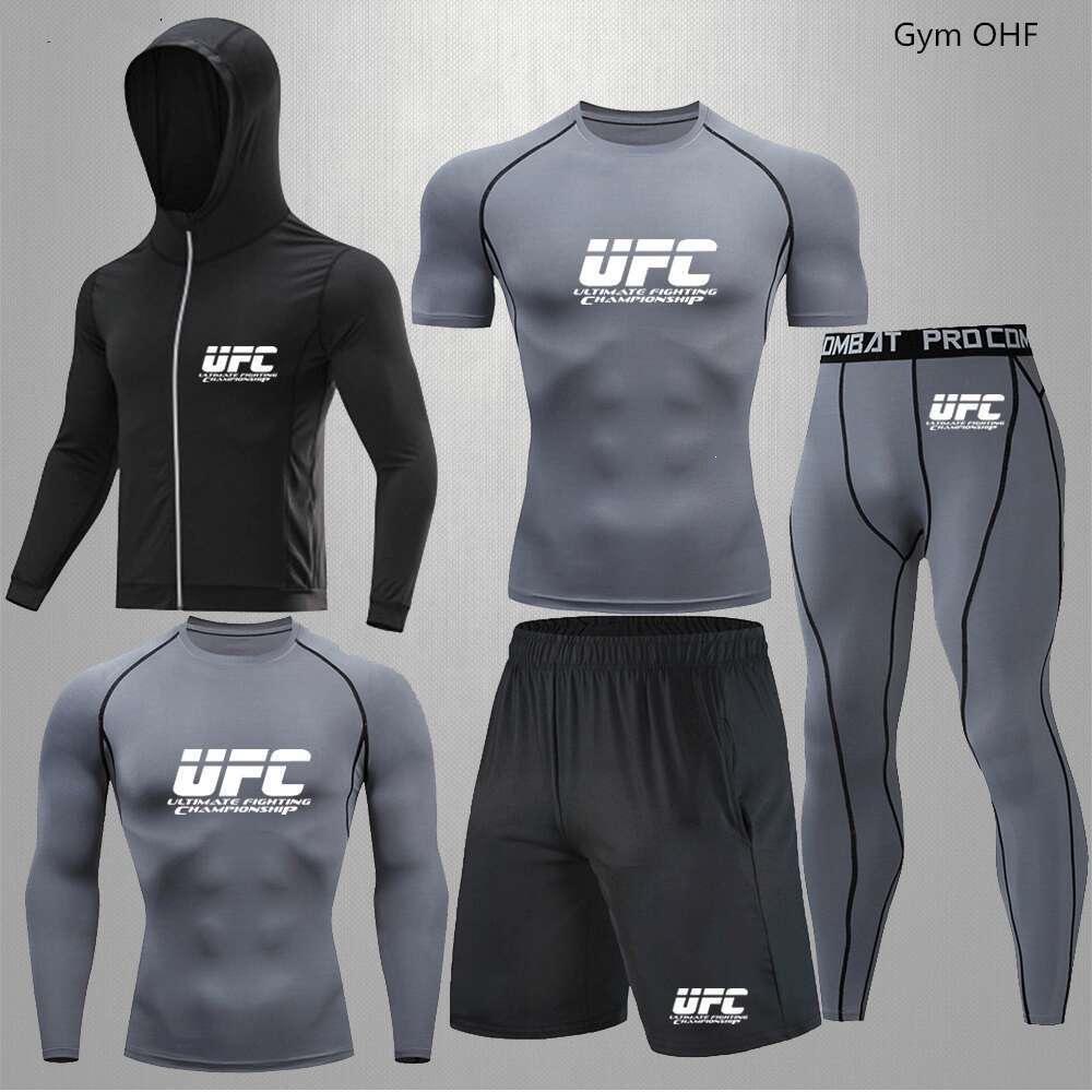 Herren 5-teiliges Cross-Training Kompressionsset - Hohe Elastizität, Schnelltrocknend, Atmungsaktiv für Boxen, Fitness, Laufen & UFC