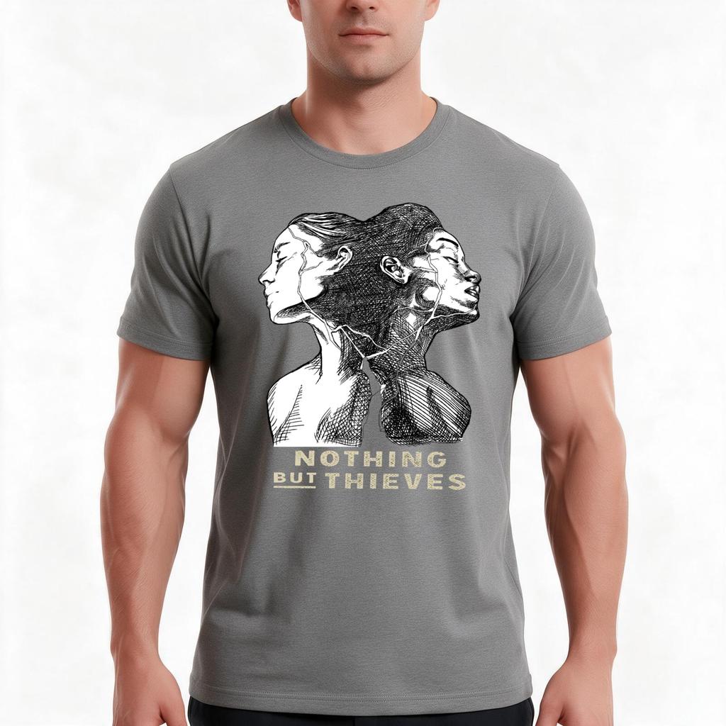 Nothing But Thieves T-Shirt Sommer Lässig Baumwolle T-Shirt Oversized Streetwear Oberteile Vintage Grafikdruck Locker Geschnitten Kurzarm