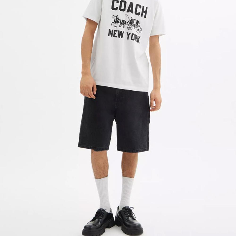 Coach Horse And Carriage Print Cotton Short Sleeve T-Shirt Men Tops White CBD24-WHT
