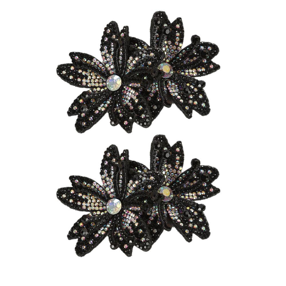 1Pairs 3D Rhinestone Flower Patches DIY Craft Rose Brooch Fabrics Sew-On Applique  Sewing Supplies