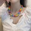 Acrylic Love Collarbone Chain Colorful Heart Beaded Necklace Rainbow Necklace  Party Supplies