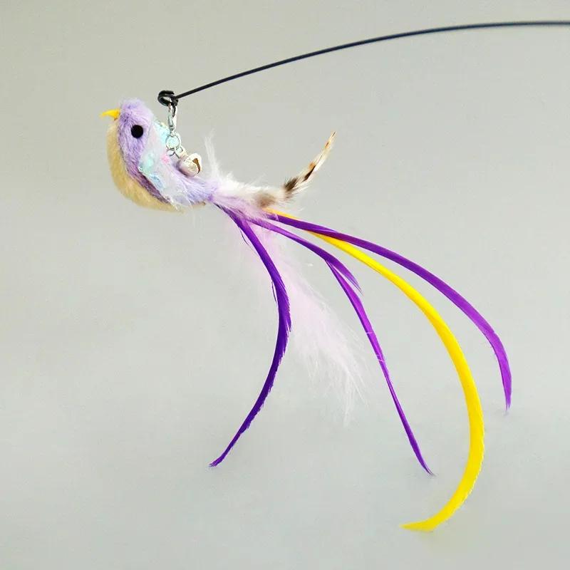 Cat Feather Toy Accessories False Birds Worm Toy with Bell Kitten Cat Toys Interactive Replacement Refill Foam Ball Training