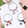 Adjustable Openable Smiley Face Flower Pendant Stainless Steel Bracelet Diamond Design Women's Fashion Thin Bangle