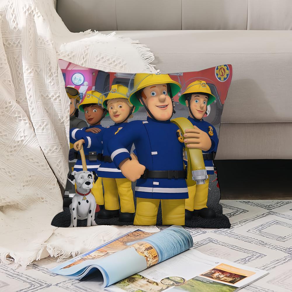 Мультяшная забавная наволочка Пожарный Сэм Офисные подушки Подходит для дивана автомобиля спальни Декоративная наволочка 12x12Inch