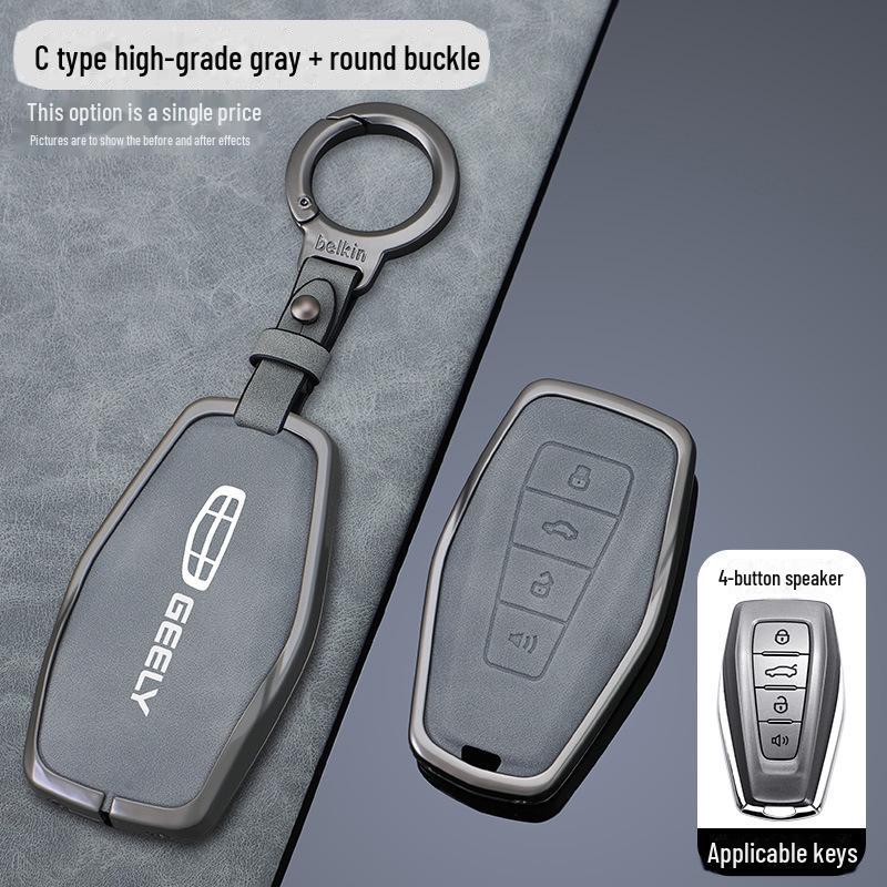 Geely Schlüsselhülle für GL, Emgrand S, Xingyue L, Boyue, Xingrui, Icon, Binyue Cool, Vision X6 - Schnallenetui (Männlich)