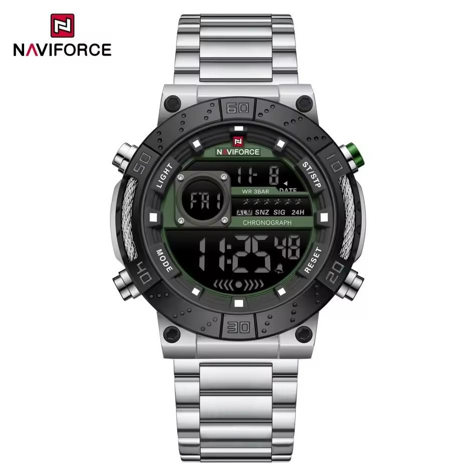 NAVIFORCE NF9241S 9241 Fashion Electronic Digital Men Watches Stainless Steel Clock Waterproof LED Wristwatch for Montre Relojes