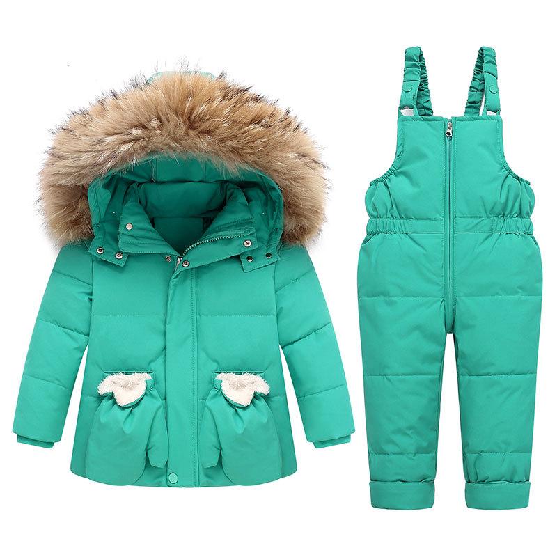 Children's Down Jacket Suit 1-6 Years Old Thickened Ski Suit Two-piece Suit