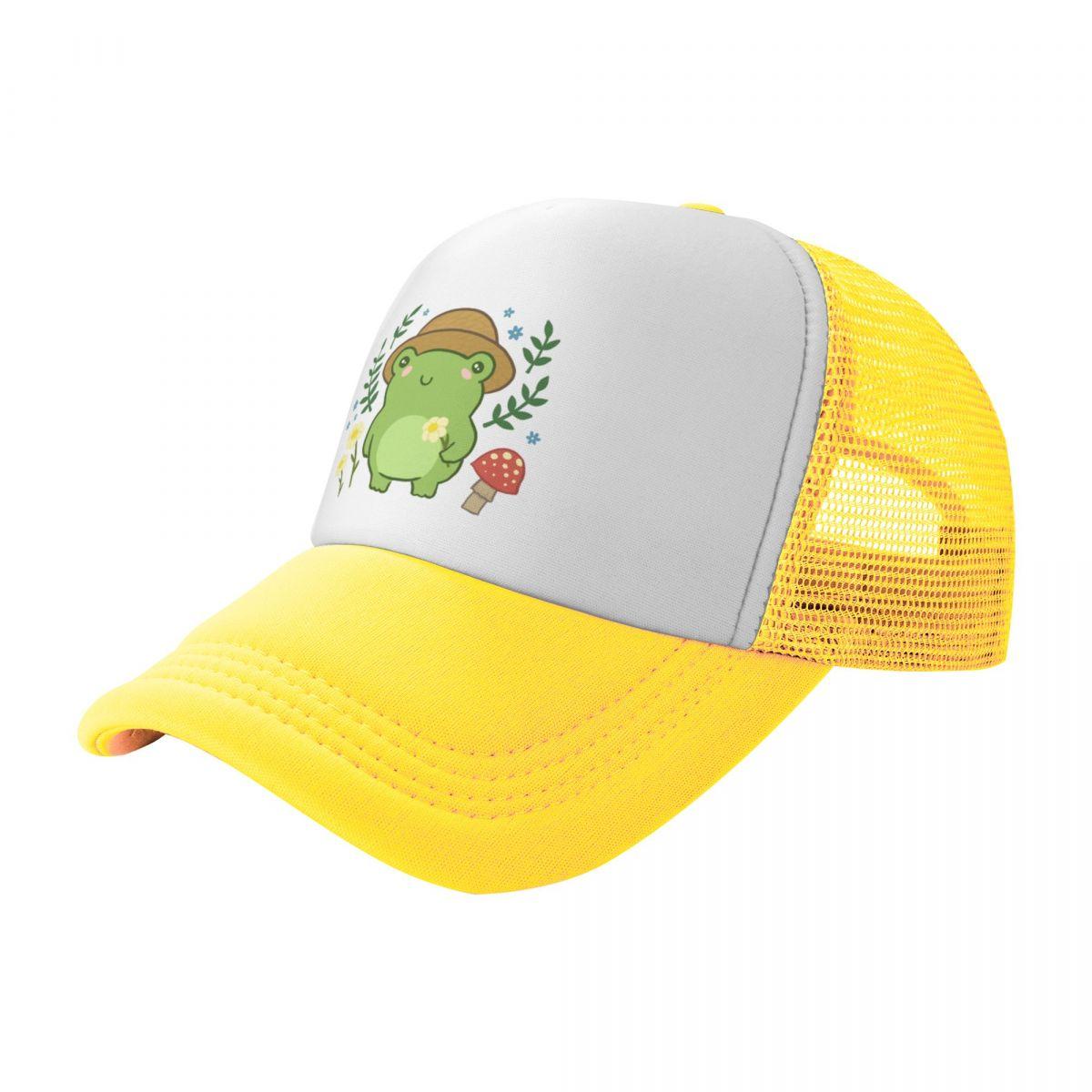 

Милая зеленая лягушка в шляпе садовника - грибы, цветы, растения, кавайная эстетика, забавная бейсболка Cottagecore Froggy Nat