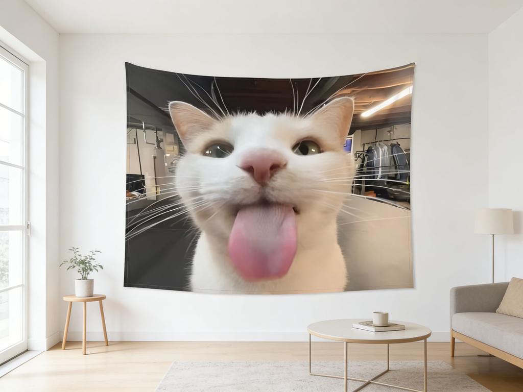 Interesting Cat Expression Tapestry Bohemian Style Tapestry Cute Cat Tapestry Aesthetic Wall Hanging Decor Suitable For Party