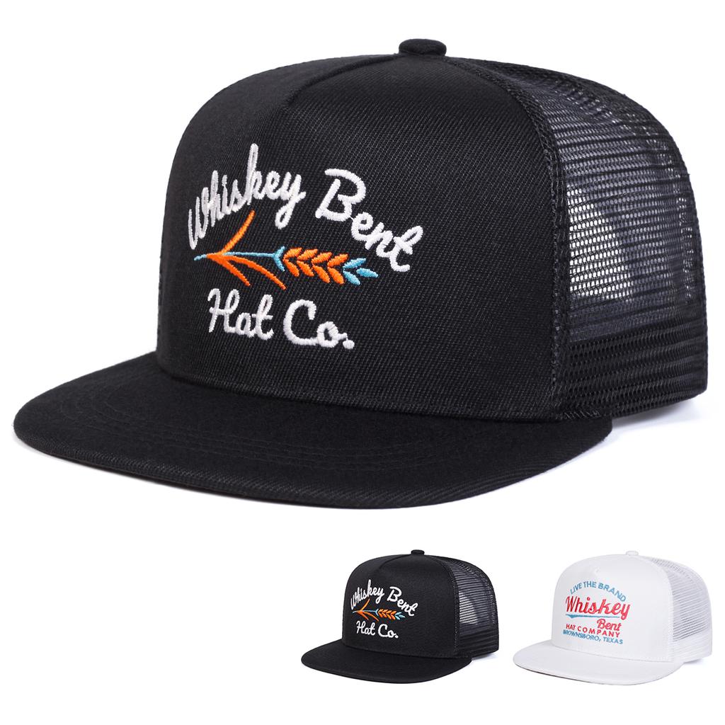 Unisex Kapelusze Siatkowe Hip-Hopowe z Haftem Whiskey Bent Wiosna Lato Outdoor Regulowane Codzienne Czapki Baseballowe Ochrona Przeciw Słońcu Czapka