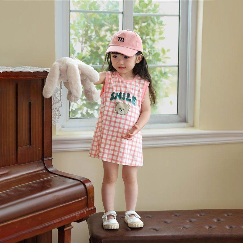 

Летнее полосатое мультяшное платье без рукавов для девочек маленького и среднего возраста 120 cm