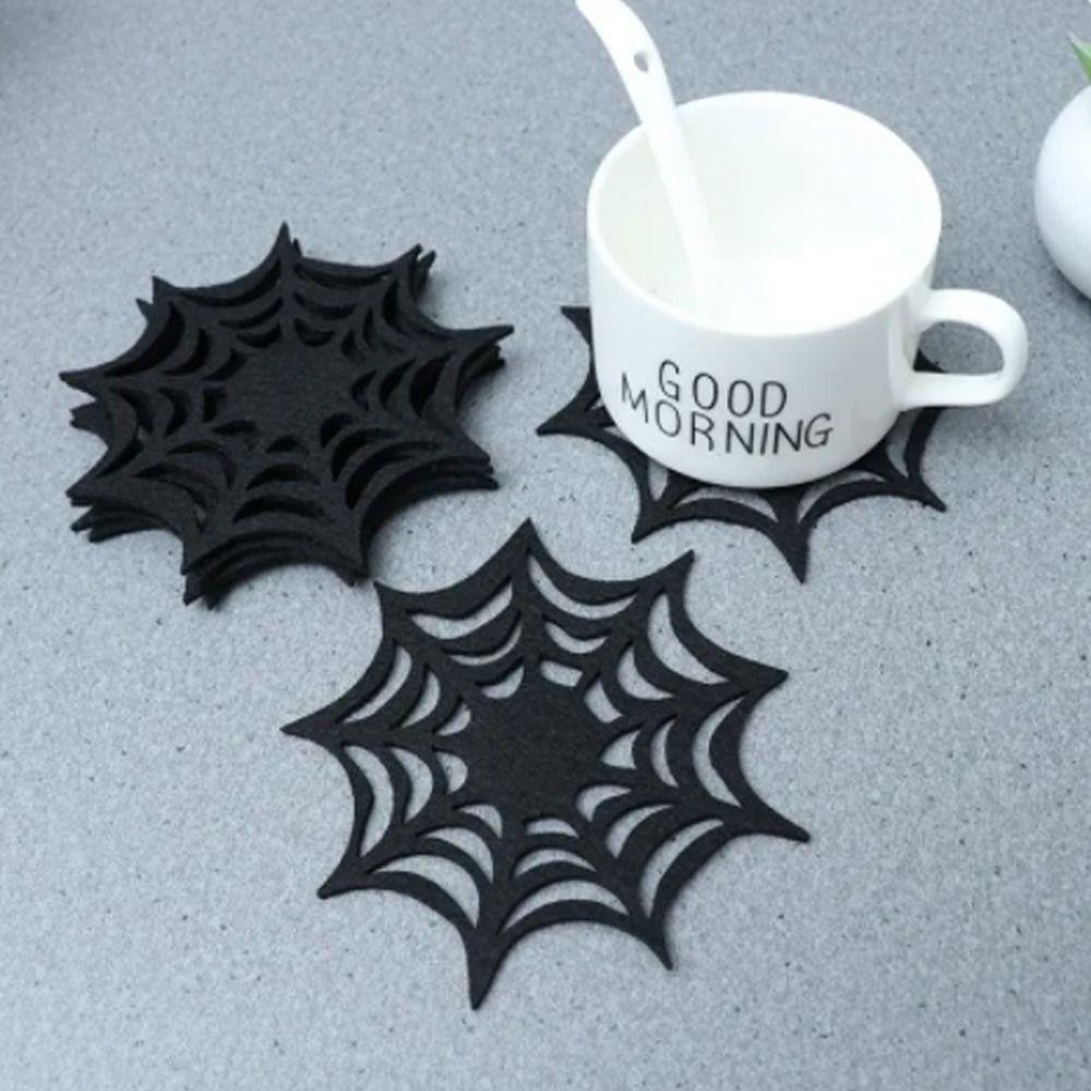 6pcs Heat Resistant Spider Web Coaster Non-slip Spider Web Cup Mat  Desktop Decoration