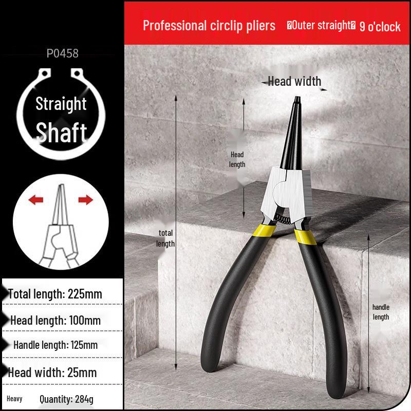 Industrial-Grade Circlip Pliers Set: 5-9 Inch, Inner/Outer, Pointed/Bent Nose for Auto Repair
