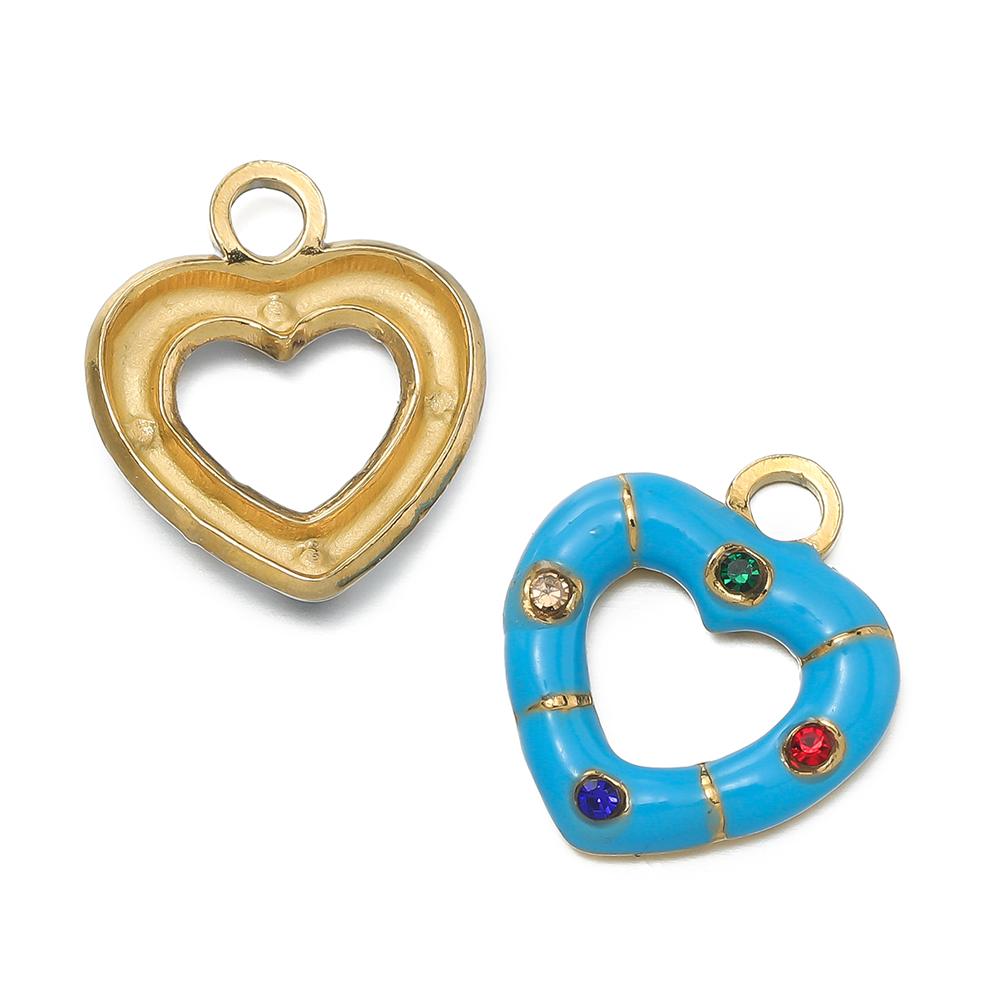 1 pièce/lot Pendentifs Triangle Ovale Cœur d'Amour Multicolores en Acier Inoxydable Pour Bracelet Collier DIY Accessoires de Bijoux
