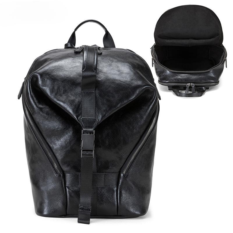 

Рюкзак большой вместимости из натуральной кожи, мужская сумка, школьный рюкзак, мужской дорожный рюкзак чёрный