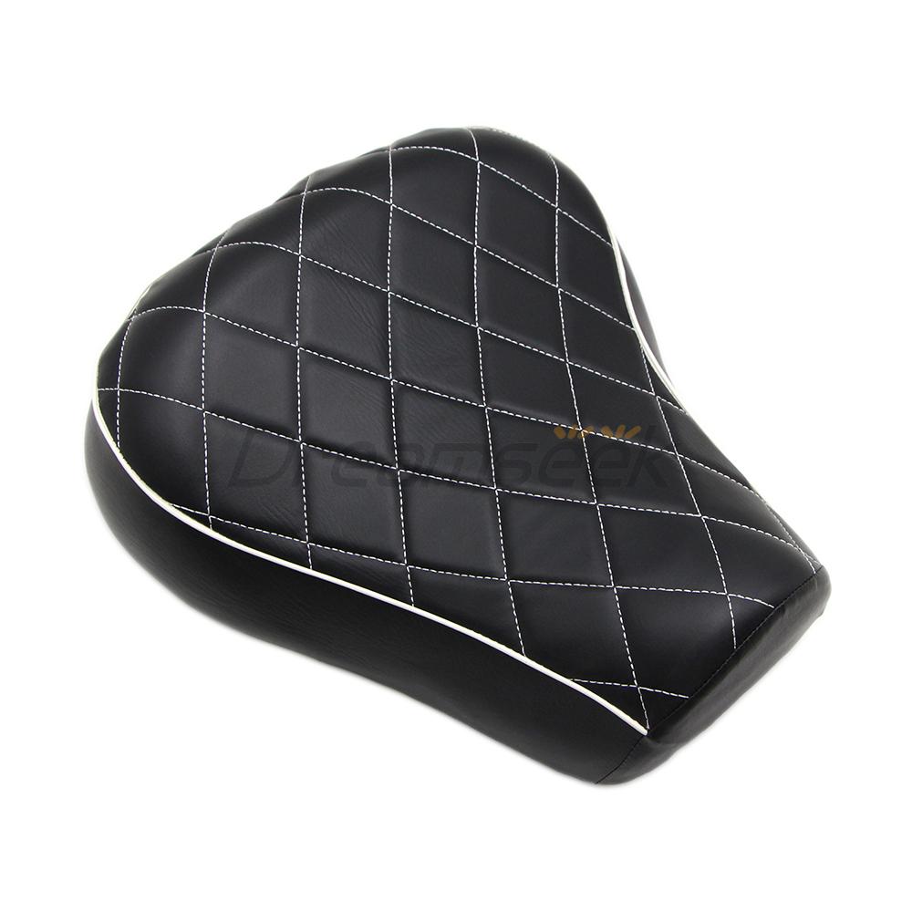 Front Driver Rider Solo Seat Motorcycle Cushion for Harley Sportster XL 883 1200 XR 1983-2003 Black Soft Leather Pillow Seat Diamond Style