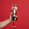 38CM Wooden King Nutcracker Soldier Pure Handcrafted Christmas Statue Home Office Table Decorations Celebrations Decor Display