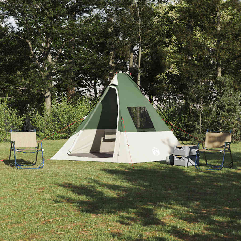 Tipi Tent with Roof and Storage Green 383 x 338 x 217 cm Taffeta