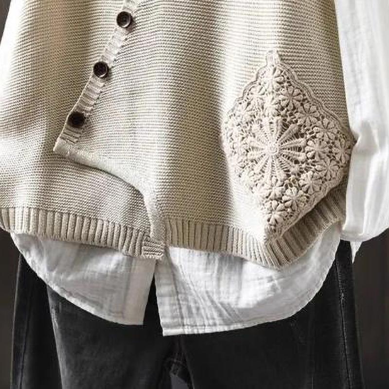 Winter V-Ausschnitt Weste Damen Locker Geschnitten Layering Strickjacke Herbst Warm Mode Übergroß Ärmellos