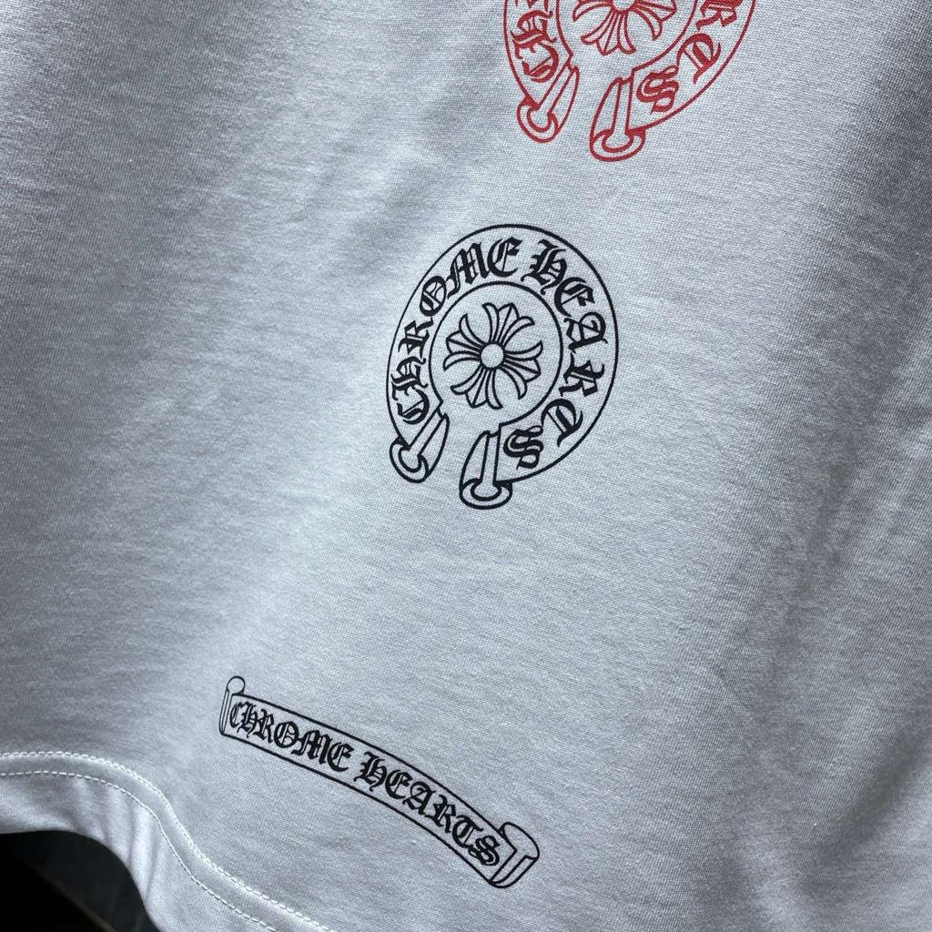 8555 CHROME HEARTS 2025 Sommer Neue Hochwertige Baumwolle Rundhals Lose Große Größe männer und frauen T-shirt Paar t-shirt