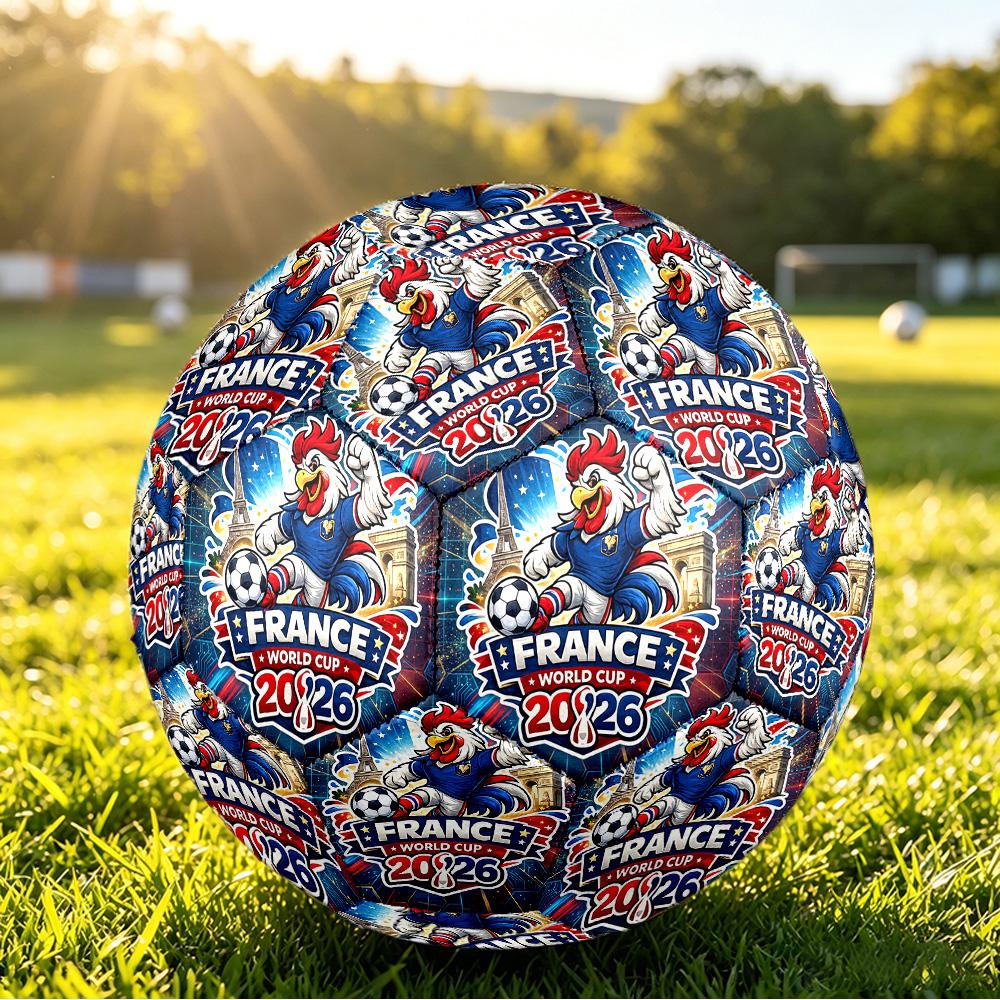 Pallone da Calcio Misura 5 Stampato France Football Resistente all'Usura Standard per Allenamento Adulti Regalo per Fan per Partite Sportive Indoor Outdoor