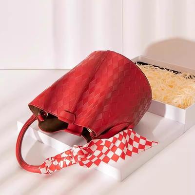 Borsa Rossa, Borsa a Secchiello a Forma di Diamante, Borsa da Sposa, Borsa a Secchiello Cesta per Verdura, Borsa a Mano a Tracolla da Donna, Adatta per l'Uso Quotidiano