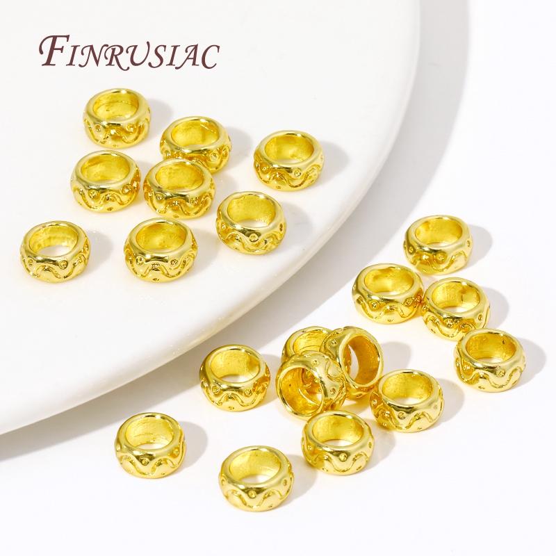 18K Gold Plated Large Hole Metal Beads,Round Spacer Beads,Bracelet Beads High Quality DIY Jewelry Accessories