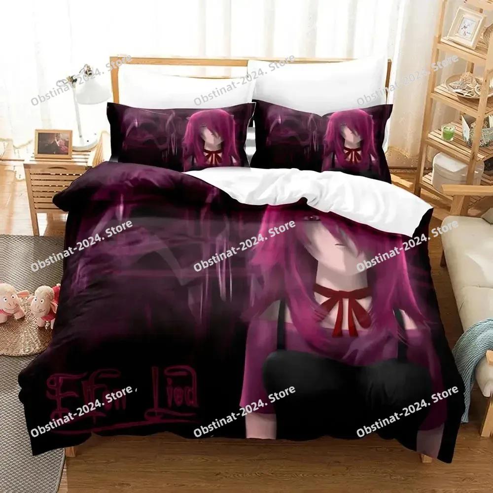 New Anime Elfen Lied Beding Set Soft Duvet Cover Bed Linen Set Comfortable Quilt Cover Pilowcase Warm Comforter King Quen Sized Dimensions Young Boys