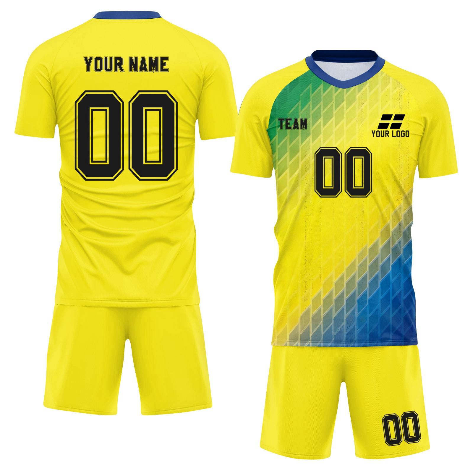 

Personalised Shirts Kit Mens Girls With Name Number Custom Football Jerseys For Boys Training Suit XS жовтий