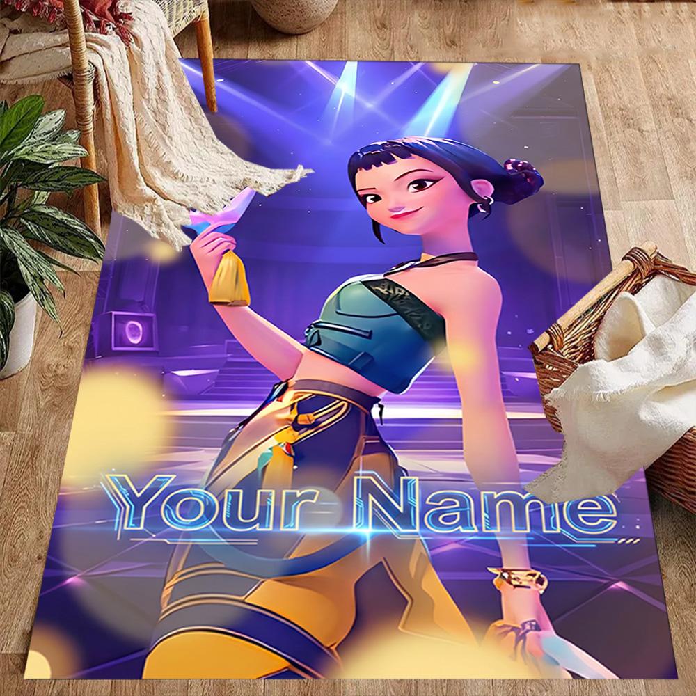Purple Magic Demon girls group Customized Name Floor Mat Suitable for Kitchen Dining Room Playrooms Balcony Antislip Carpet Office home decor Best for