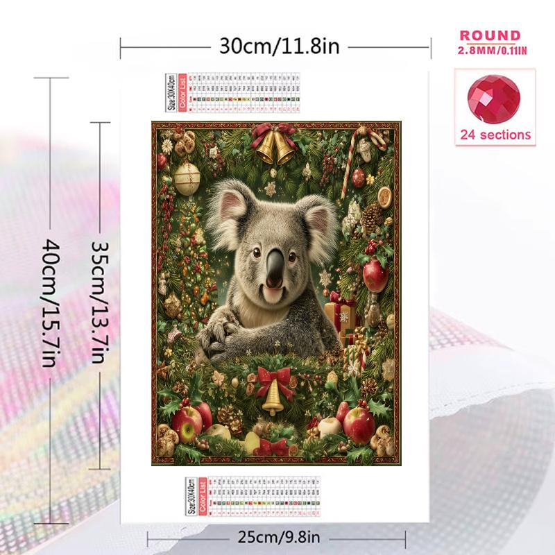 Christmas koala Pattern  3pcs 100% Round Full Drill 5D DIY Diamond Painting Embroidery Cross Stitch Rhinestone Décor