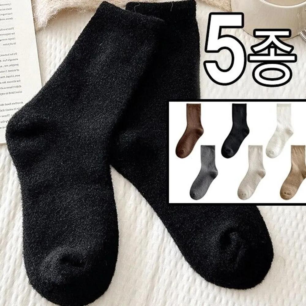 [J.Cotton] Solid Sleep Socks 5-Pair Set Made in Korea