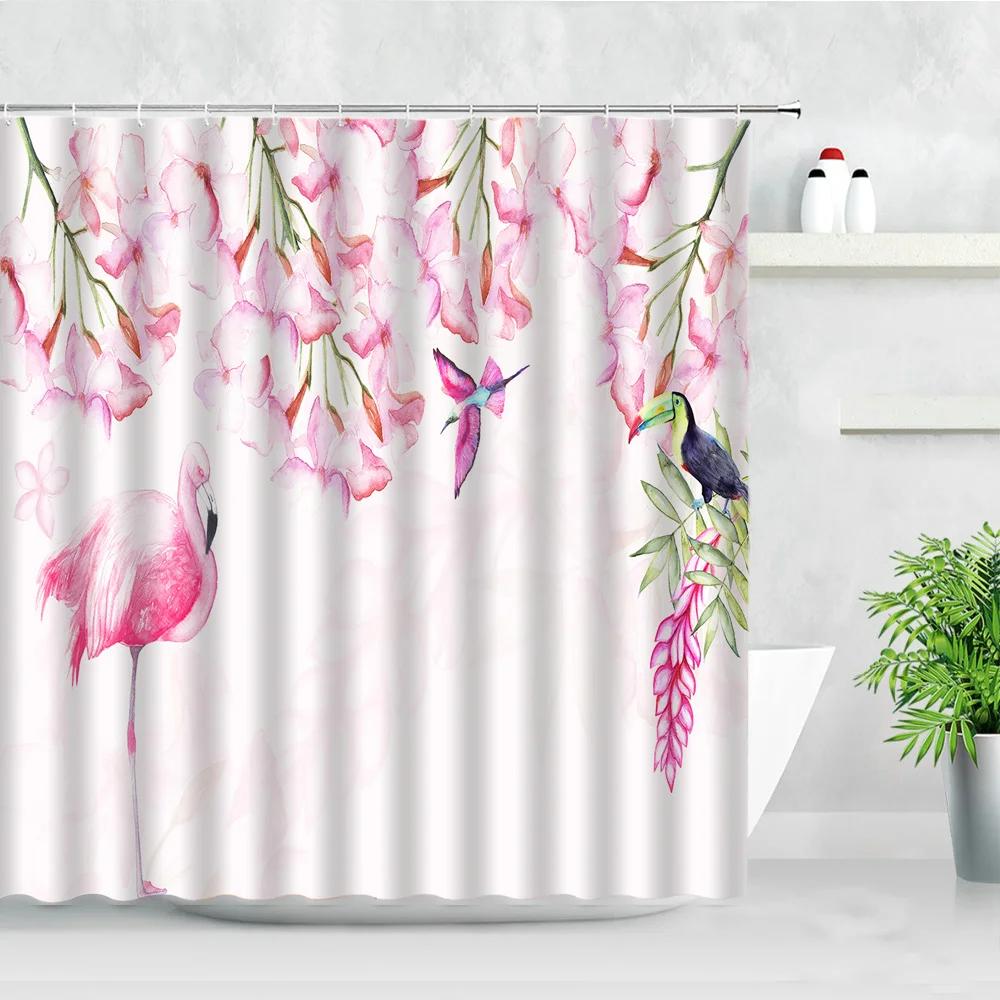 Purple Floral Shower Curtains Waterproof Bath Screen Wisteria Flower Butterfly Lavender Bathtub Decor Bathroom Curtain Baño