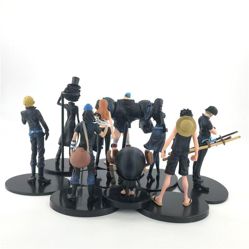9 Styles One Piece Straw Hat Pirates Black Outfit Gold City Anime Figure Collectible