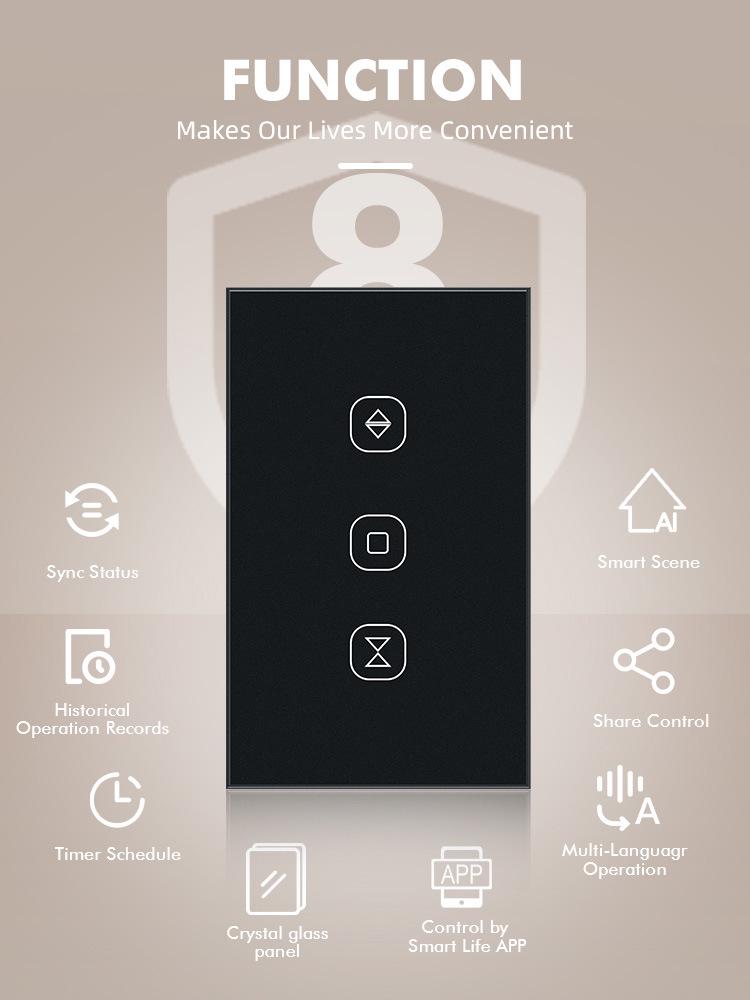Zigbee Smart Touch Curtain Switch with Alexa Voice Control and Tuya Integration