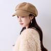 Light luxury fine woolen hat women's autumn and winter simple rhinestones embellished navy hat modified face versatile cap