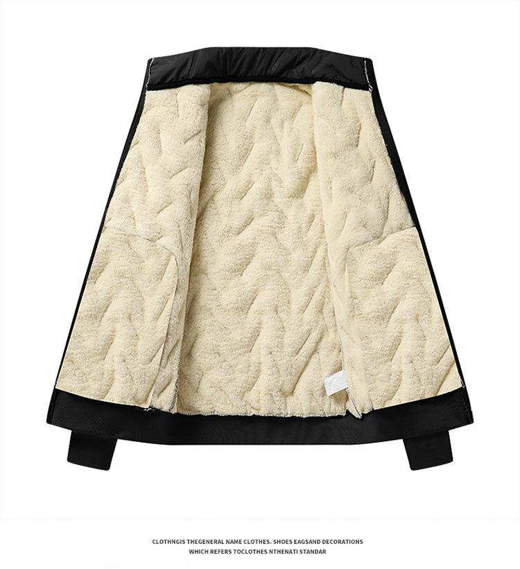 Men's Ultrasonic Lambswool Three-Piece Winter Set: Warm Vest, Stand Collar Cotton Jacket, Plus Velvet Pants