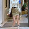Pure Desire Khaki A-line Cargo Denim Skirt: Women's Summer Hip-hugging Style with Pockets
