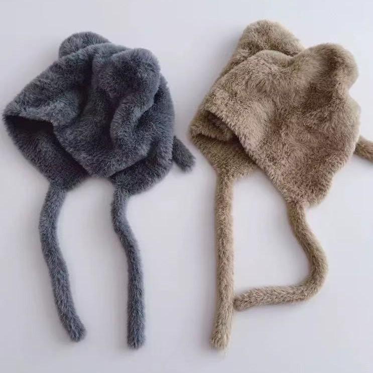 Children's Cute Kitten Ear Muffs Hat - Plush, Knitted, Windproof, and Warm Solid Color Headwear