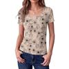 Women's Slim Fit Square Neck Short Sleeve Top Vintage Floral Print Stretchy Casual Blouse for Daily Wear