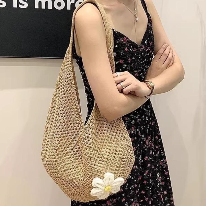 Large-capacity Woven Hollowed-out Underarm Tote Bag Women's Commuter Single-shoulder Beach Vacation Bag