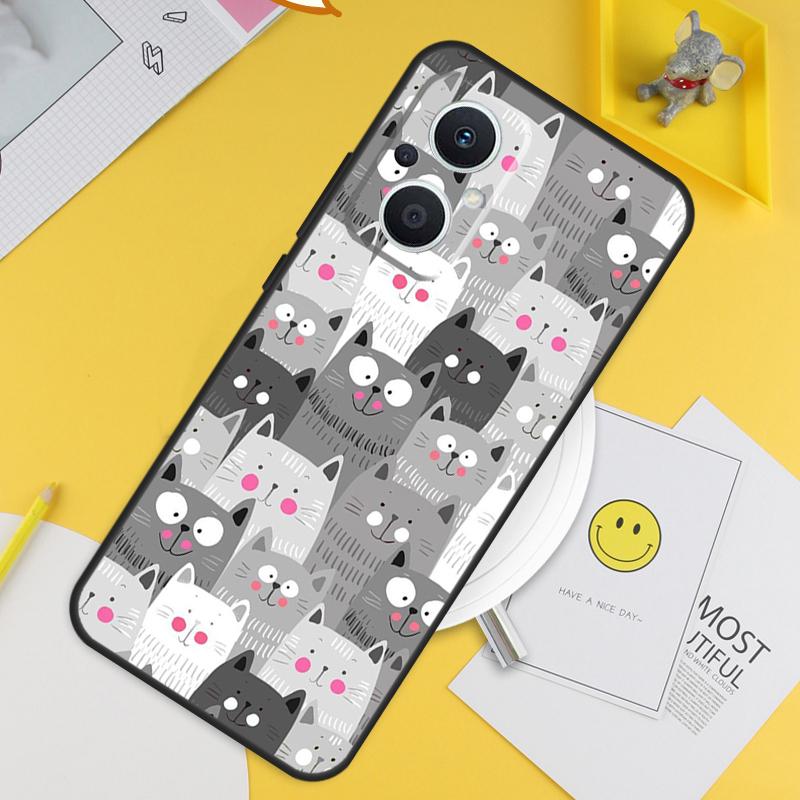 Funny Cat Collage For OPPO Reno 13F 11F 12F 14F 10 11 12 13 14 Pro 8T 7 8 Lite OPPO Find X8 X6 X5 X9 Pro Case