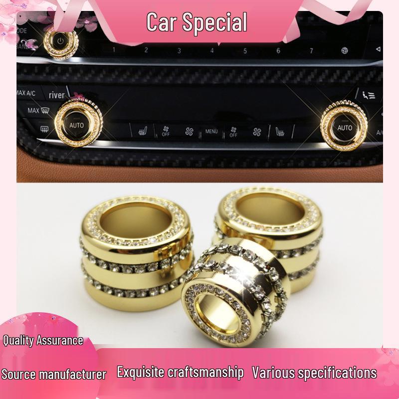 Baoma 5, 6, 7 Series Center Console Audio Knob Diamond Ring Decoration in Gold
