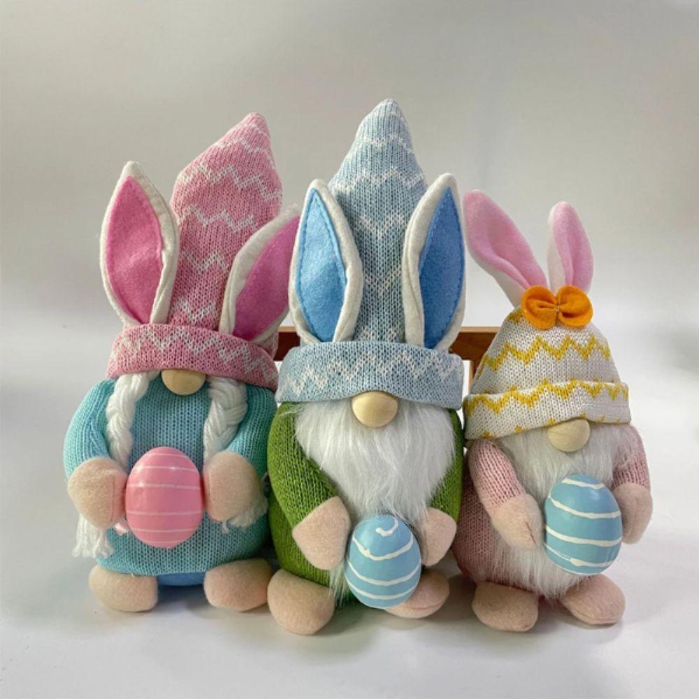 Strickstoff Gestrickte gesichtslose Puppe mit Ei Hase Puppe Niedliches Design Zwergpuppe Heimdekoration