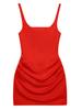 New Women's French Sexy Sleeveless Square Neck Lace-up Bodycon Midi Dress